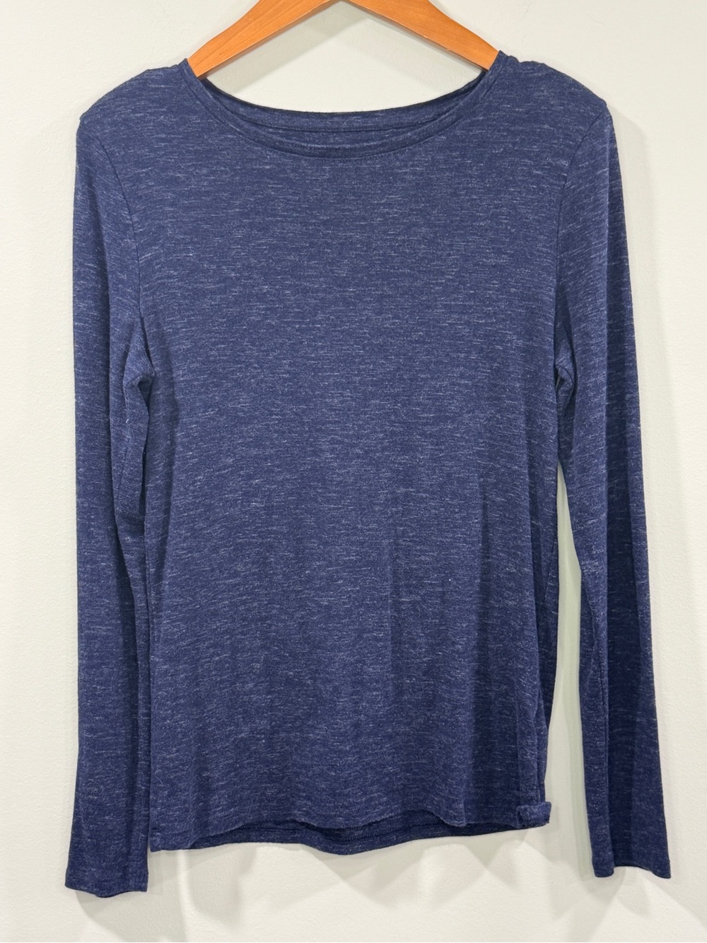 a new day Womens Heathered Navy Long Sleeve Scoop Neck Top Size M